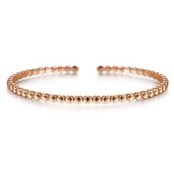 14K Rose Gold Beaded Cuff Bracelet