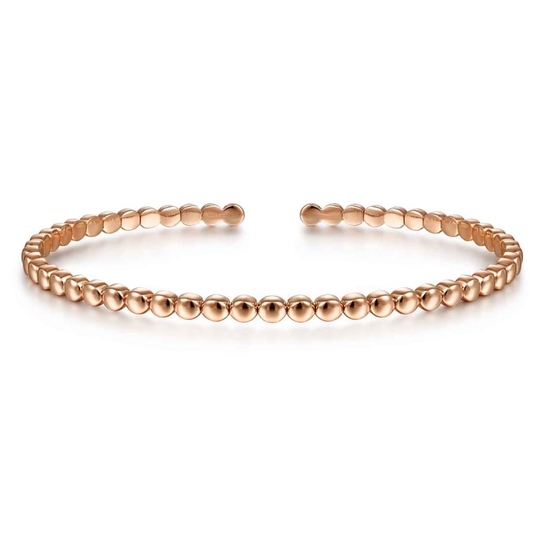 14K Rose Gold Beaded Cuff Bracelet - Shot 1