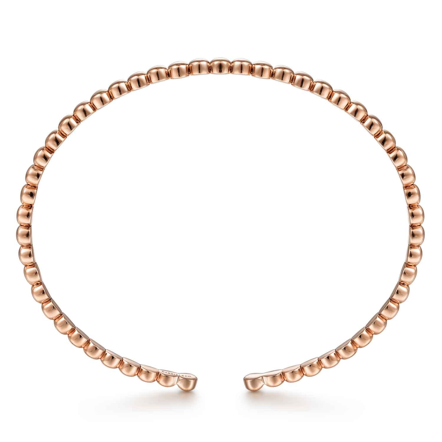 14K Rose Gold Beaded Cuff Bracelet - Shot 3