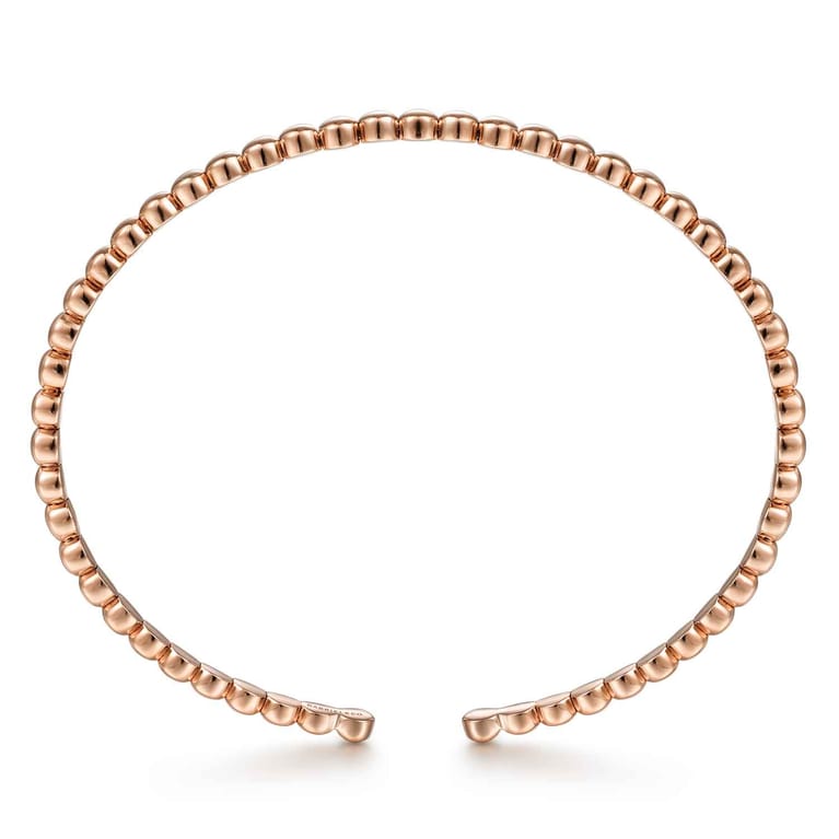 14K Rose Gold Beaded Cuff Bracelet - Shot 3