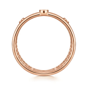 14K Rose Gold Bezel Set Diamond Station Layered Ring