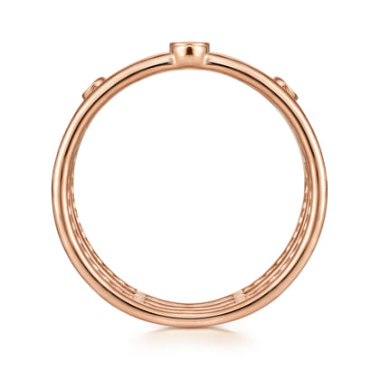 14K Rose Gold Bezel Set Diamond Station Layered Ring