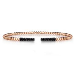 14K Rose Gold Black Diamond Bangle