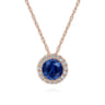 14K Rose Gold Blue Sapphire Pendant Necklace - 0.05 ct