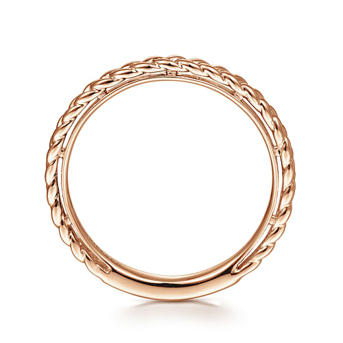 14K Rose Gold Braided Stackable Ring - Shot 2