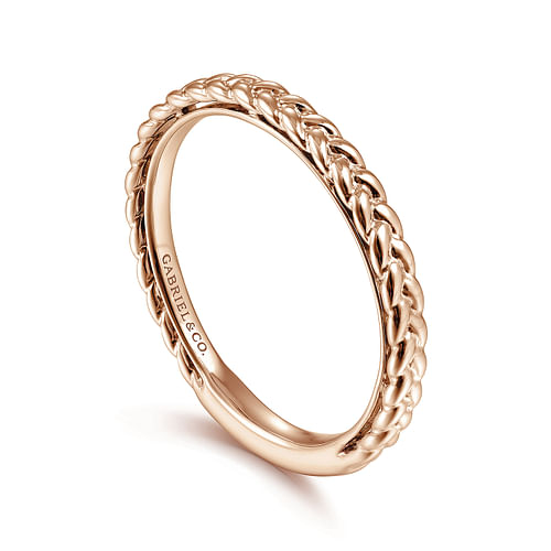 14K Rose Gold Braided Stackable Ring - Shot 3