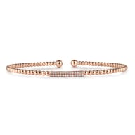 14K Rose Gold Bujukan Bead Bangle with Diamonds