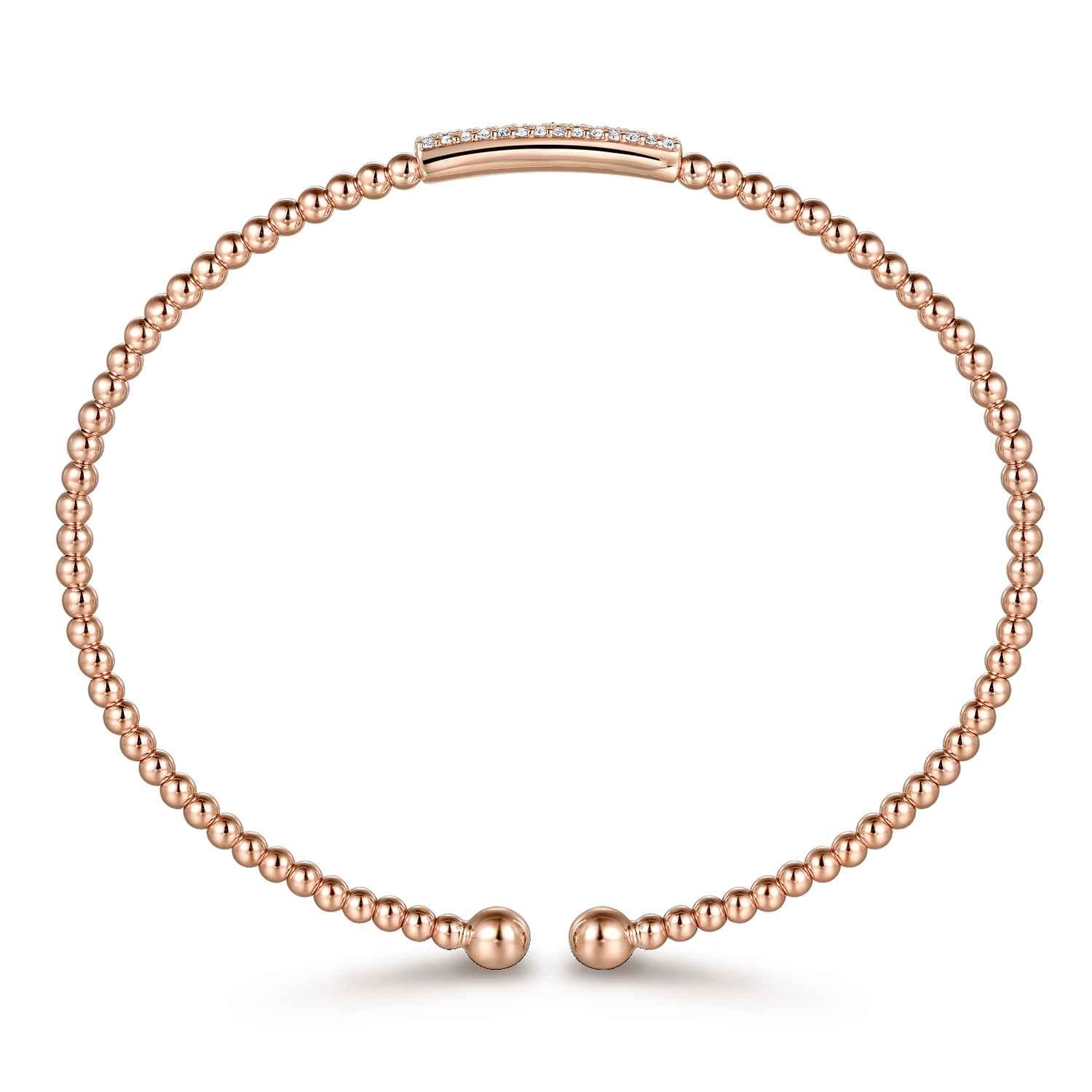 14K Rose Gold Bujukan Bead Bangle with Diamonds - 0.14 ct - Shot 3
