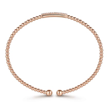 14K Rose Gold Bujukan Bead Bangle with Diamonds