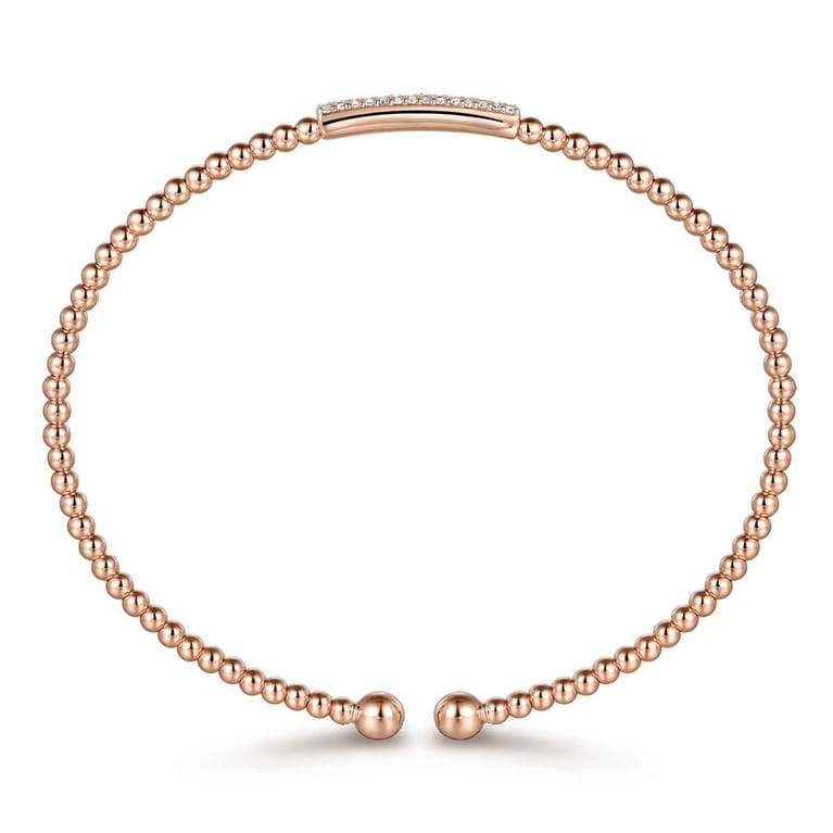 14K Rose Gold Bujukan Bead Bangle with Diamonds - 0.14 ct - Shot 3