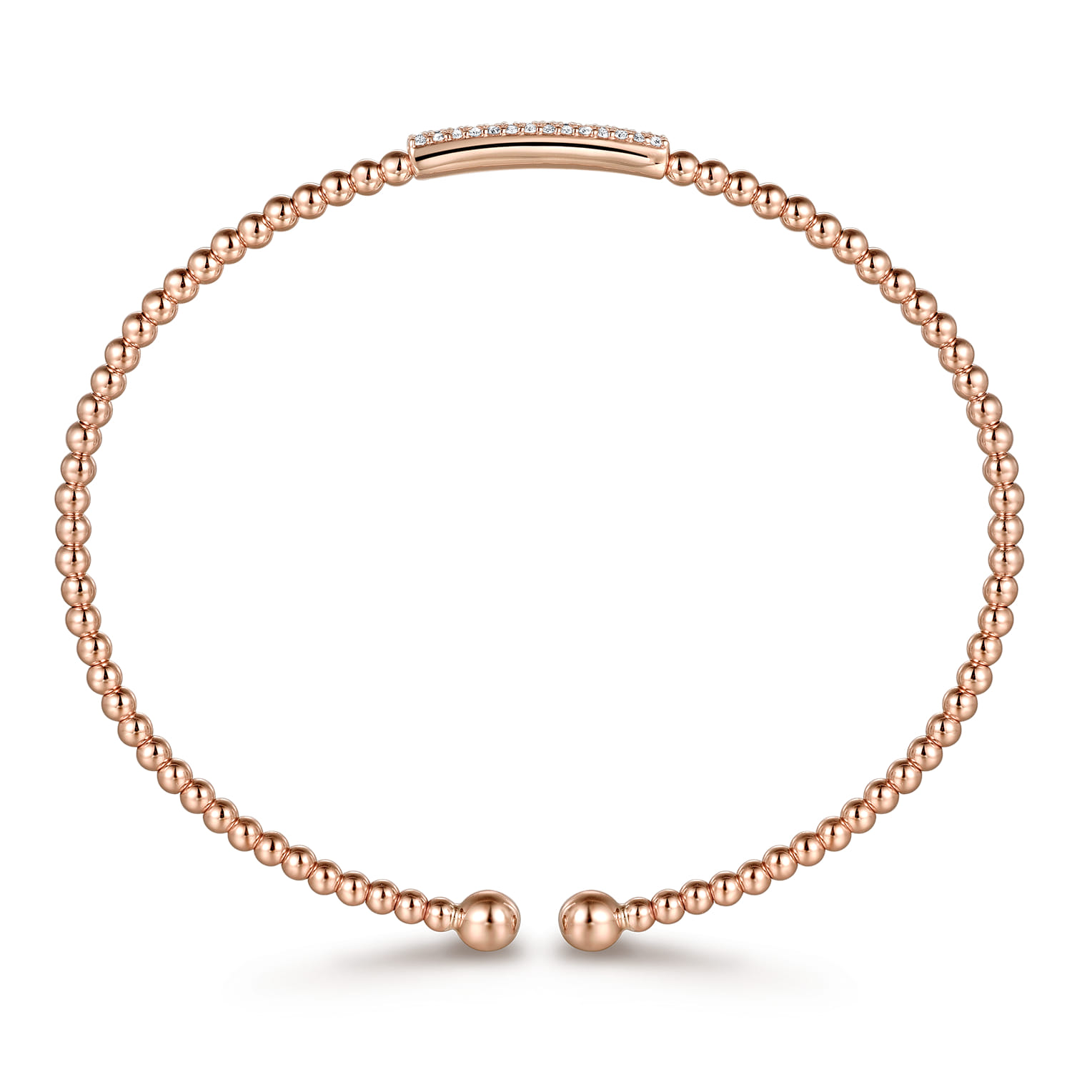 14K Rose Gold Bujukan Bead Bangle with Diamonds - 0.13 ct - Shot 3