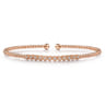 14K Rose Gold Bujukan Bead Cuff Bracelet with Bezel Set Diamond Stations - 0.15 ct