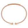 14K Rose Gold Bujukan Bead Cuff Bracelet with Bezel Set Diamond Stations - 0.15 ct