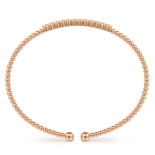 14K Rose Gold Bujukan Bead Cuff Bracelet with Bezel Set Diamond Stations - 0.15 ct - Shot 3