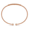 14K Rose Gold Bujukan Bead Cuff Bracelet with Bezel Set Diamond Stations - 0.15 ct