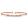 14K Rose Gold Bujukan Bead Cuff Bracelet with Bezel Set Diamond Stations - 0.15 ct