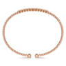 14K Rose Gold Bujukan Bead Cuff Bracelet with Bezel Set Diamond Stations - 0.15 ct