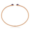 14K Rose Gold Bujukan Bead Cuff Bracelet with Bezel Set Round Amethyst