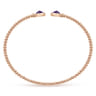 14K Rose Gold Bujukan Bead Cuff Bracelet with Bezel Set Round Amethyst