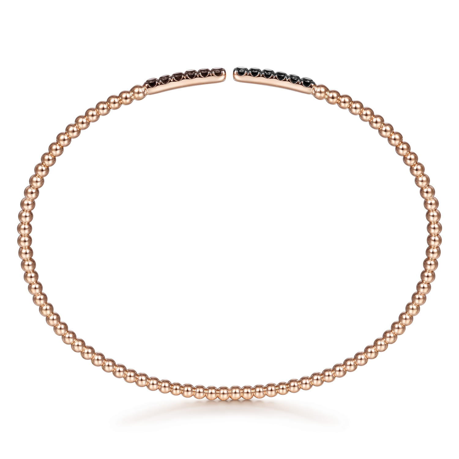 14K Rose Gold Bujukan Bead Cuff Bracelet with Black Diamond Pave Bars - 0.3 ct - Shot 3