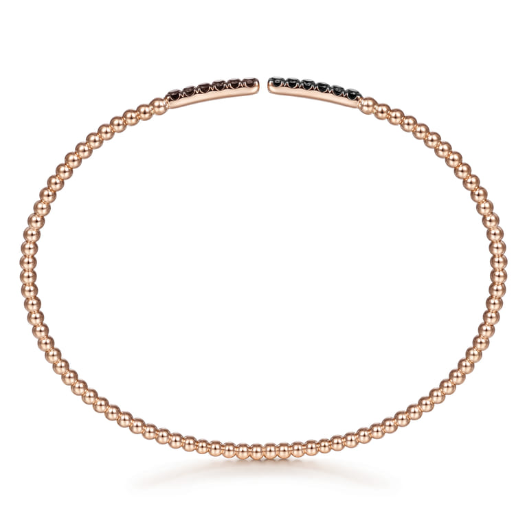 14K Rose Gold Bujukan Bead Cuff Bracelet with Black Diamond Pave Bars - 0.3 ct - Shot 3