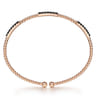 14K Rose Gold Bujukan Bead Cuff Bracelet with Black Diamond Pave Stations - 0.5 ct