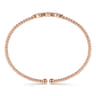 14K Rose Gold Bujukan Bead Cuff Bracelet with Cluster Diamond Hexagon Stations - 0.14 ct