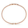 14K Rose Gold Bujukan Bead Cuff Bracelet with Cluster Diamond Hexagon Stations - 0.14 ct