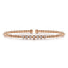14K Rose Gold Bujukan Bead Cuff Bracelet with Cluster Diamond Stations - 0.14 ct