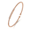14K Rose Gold Bujukan Bead Cuff Bracelet with Cluster Diamond Stations - 0.14 ct