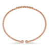14K Rose Gold Bujukan Bead Cuff Bracelet with Cluster Diamond Stations - 0.14 ct
