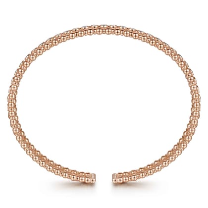 14K Rose Gold Bujukan Bead Cuff Bracelet with Diamond Bezel Connectors