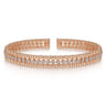 14K Rose Gold Bujukan Bead Cuff Bracelet with Diamond Bezel Connectors - 0.75 ct