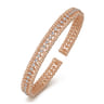 14K Rose Gold Bujukan Bead Cuff Bracelet with Diamond Bezel Connectors - 0.75 ct