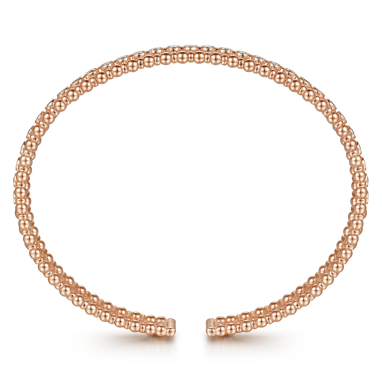 14K Rose Gold Bujukan Bead Cuff Bracelet with Diamond Bezel Connectors - 0.75 ct - Shot 3