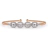 14K Rose Gold Bujukan Bead Cuff Bracelet with Diamond Pav¿ª Links - 0.6 ct