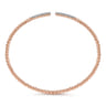 14K Rose Gold Bujukan Bead Cuff Bracelet with Diamond Pave Bars - 0.3 ct