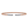 14K Rose Gold Bujukan Bead Cuff Bracelet with Diamond Pave Bars - 0.3 ct