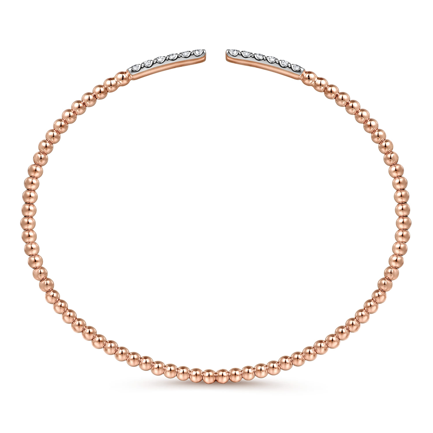 14K Rose Gold Bujukan Bead Cuff Bracelet with Diamond Pave Bars - 0.3 ct - Shot 3