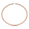 14K Rose Gold Bujukan Bead Cuff Bracelet with Diamond Pave Bars - 0.3 ct