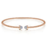 14K Rose Gold Bujukan Bead Cuff Bracelet with Diamond Pave Caps - 0.21 ct
