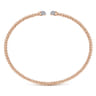 14K Rose Gold Bujukan Bead Cuff Bracelet with Diamond Pave Caps - 0.21 ct