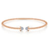 14K Rose Gold Bujukan Bead Cuff Bracelet with Diamond Pave Caps - 0.21 ct