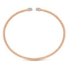 14K Rose Gold Bujukan Bead Cuff Bracelet with Diamond Pave Caps - 0.21 ct
