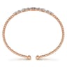 14K Rose Gold Bujukan Bead Cuff Bracelet with Diamond Pave Links - 0.6 ct