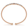 14K Rose Gold Bujukan Bead Cuff Bracelet with Diamond Pave Links - 0.6 ct