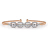 14K Rose Gold Bujukan Bead Cuff Bracelet with Diamond Pave Links - 0.6 ct