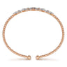 14K Rose Gold Bujukan Bead Cuff Bracelet with Diamond Pave Links - 0.6 ct