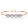14K Rose Gold Bujukan Bead Cuff Bracelet with Diamond Pave Links - 0.6 ct