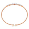 14K Rose Gold Bujukan Bead Cuff Bracelet with Diamond Pave Links - 0.6 ct